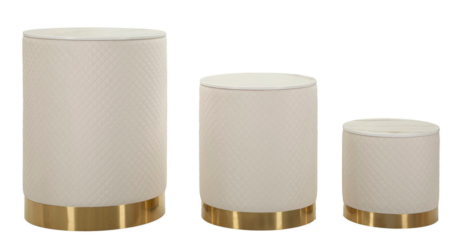 3 db kárpitozott tárolópuff – Display Shop modern dizájn