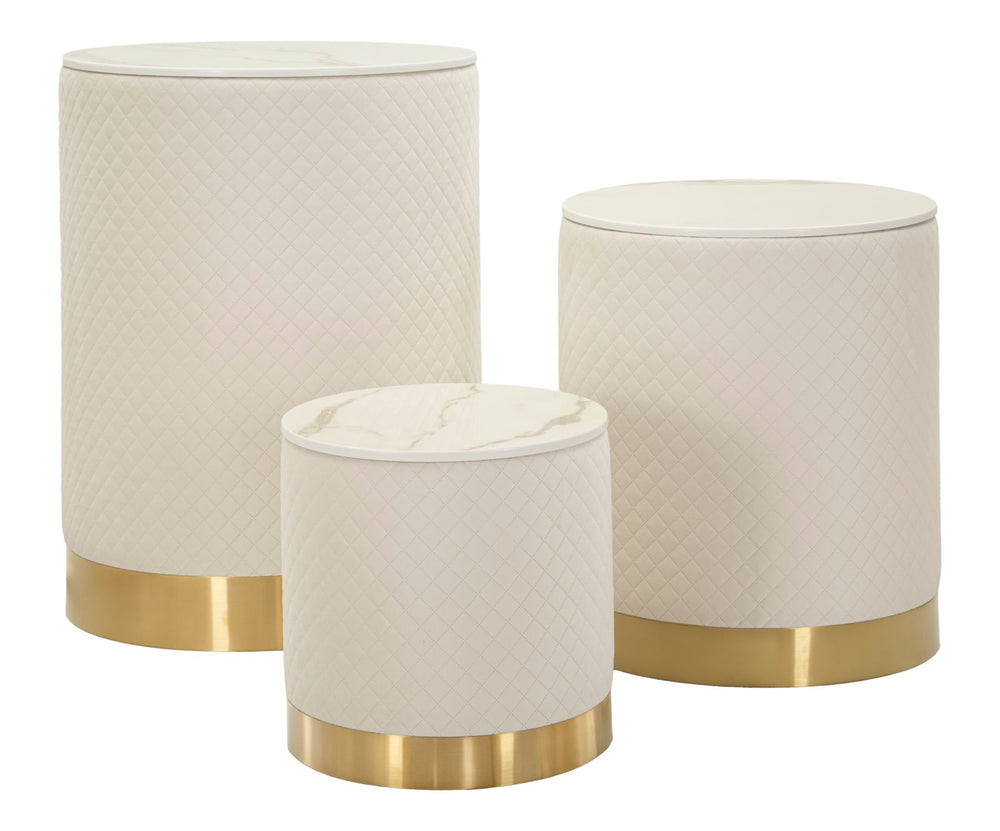 3 db kárpitozott tárolópuff – Display Shop modern dizájn