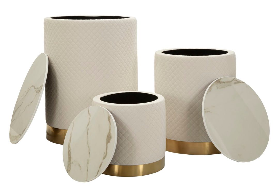 3 db kárpitozott tárolópuff – Display Shop modern dizájn