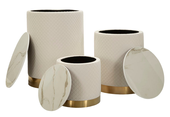 3 db kárpitozott tárolópuff – Display Shop modern dizájn