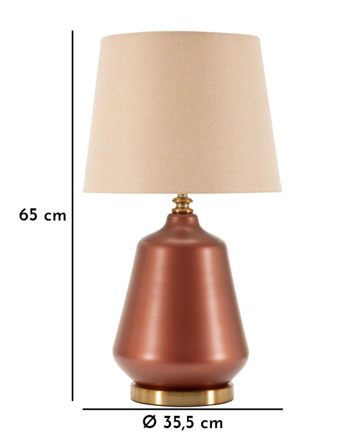 Barna színű fa asztali lámpa textilernyővel – Rosenthal modern stílus