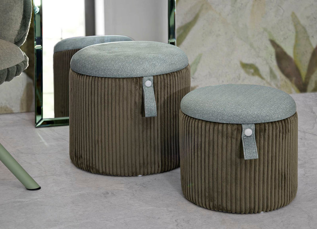 2 db zöld színű bársony tárolópuff – Bolzano modern ottománok