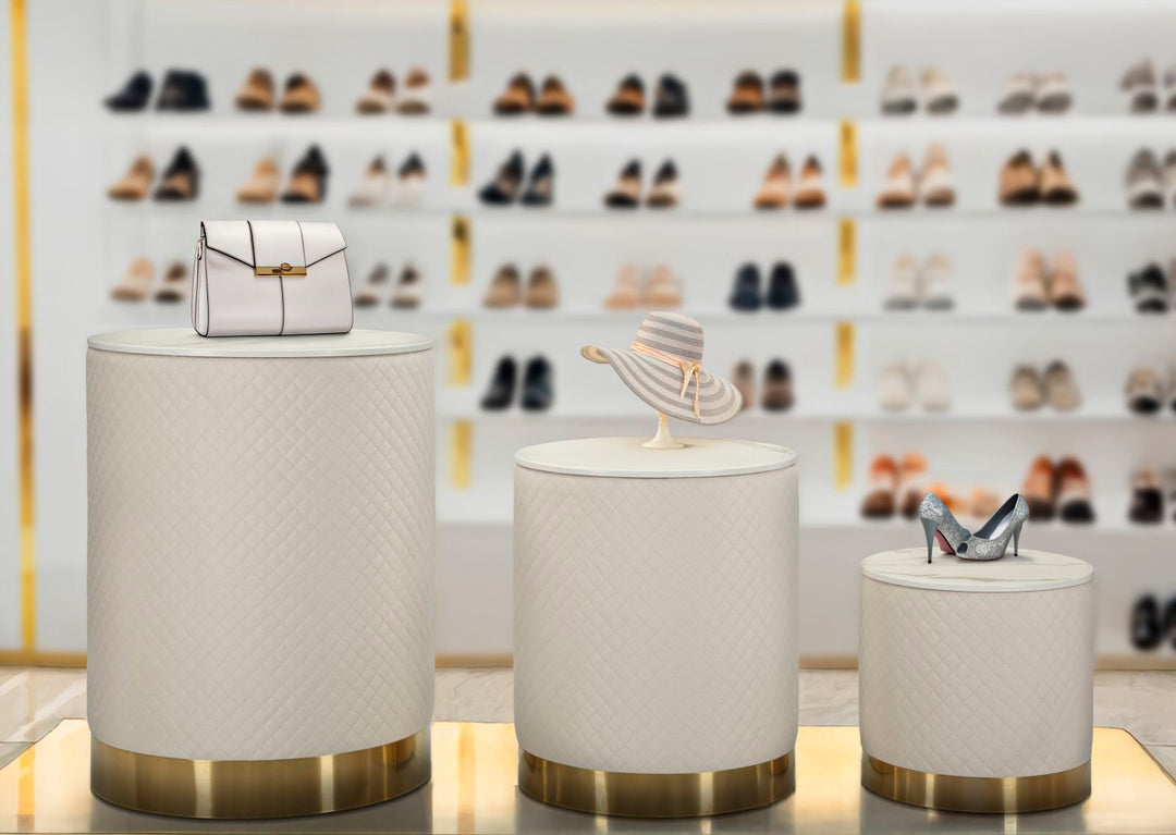 3 db kárpitozott tárolópuff – Display Shop modern dizájn