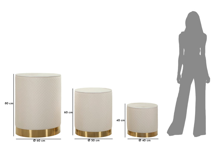 3 db kárpitozott tárolópuff – Display Shop modern dizájn