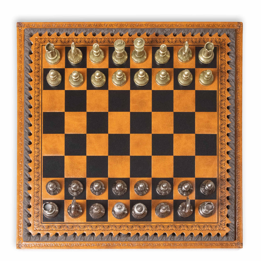 Italfama Mignon Flowery sakk és dámajáték műbőr táblával