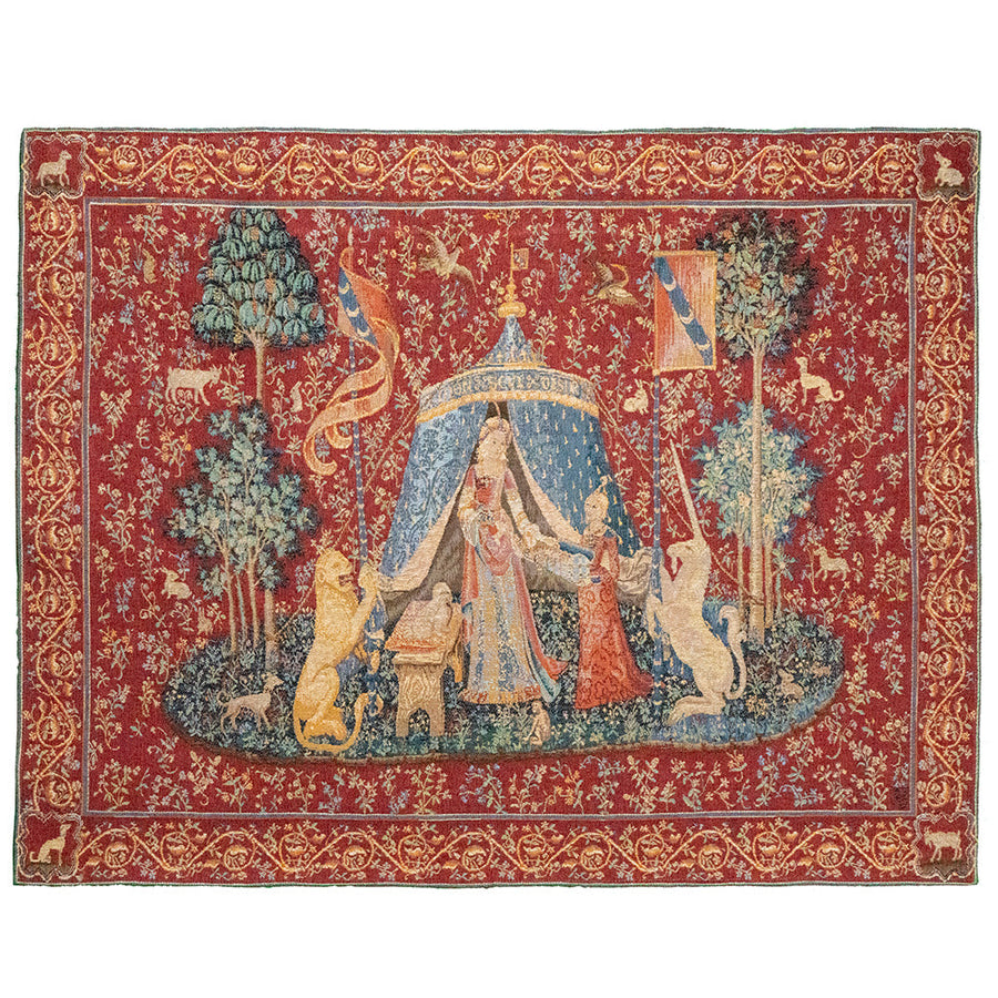 A hölgy és az unikornis gobelin faliszőnyeg (jacquard szövés)