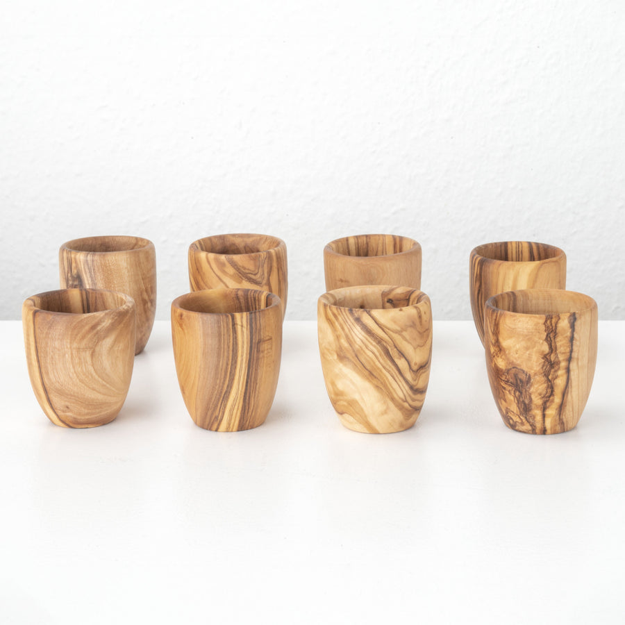 Kézműves olajfa felespohár szett (8 db-os)