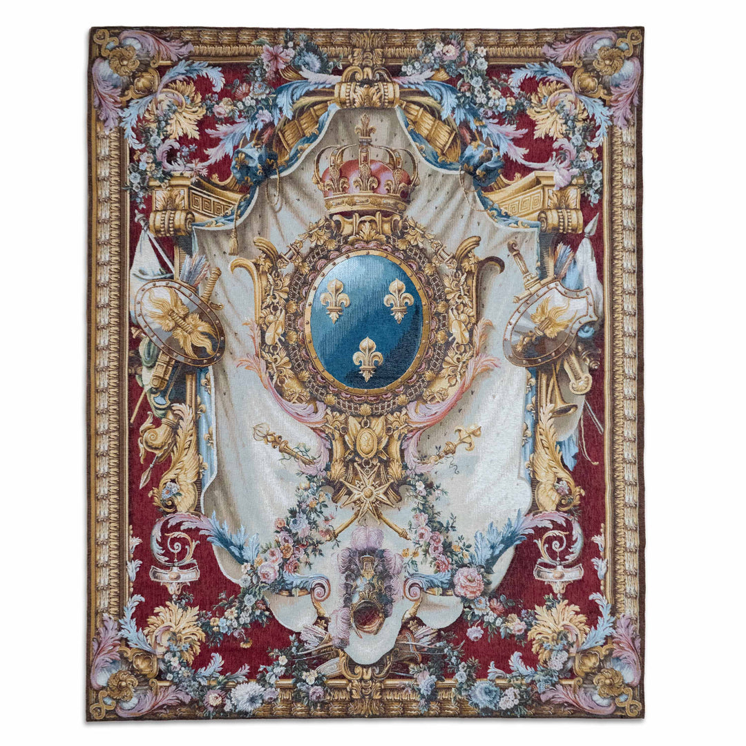 Óriás címer vörös alapon - gobelin faliszőnyeg (jacquard szövés)