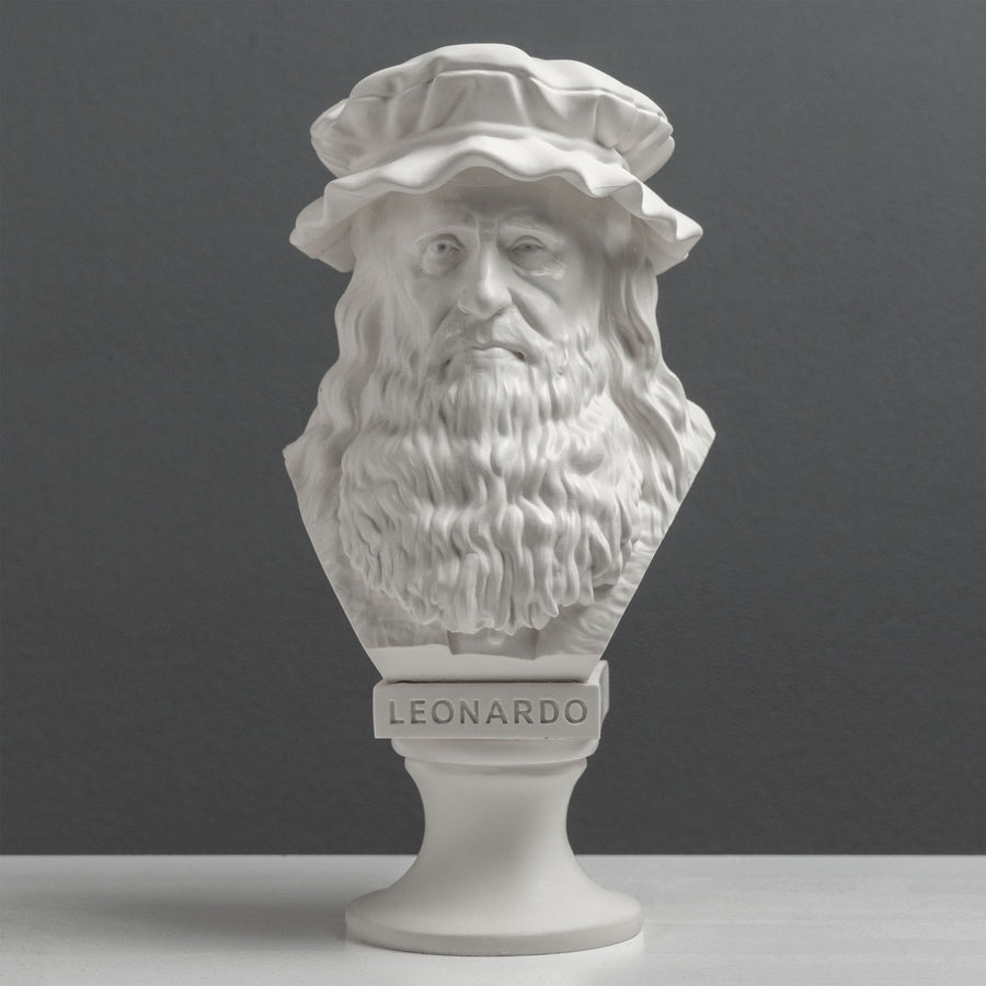 Leonardo da Vinci mellszobor – A reneszánsz mestere (fehér)