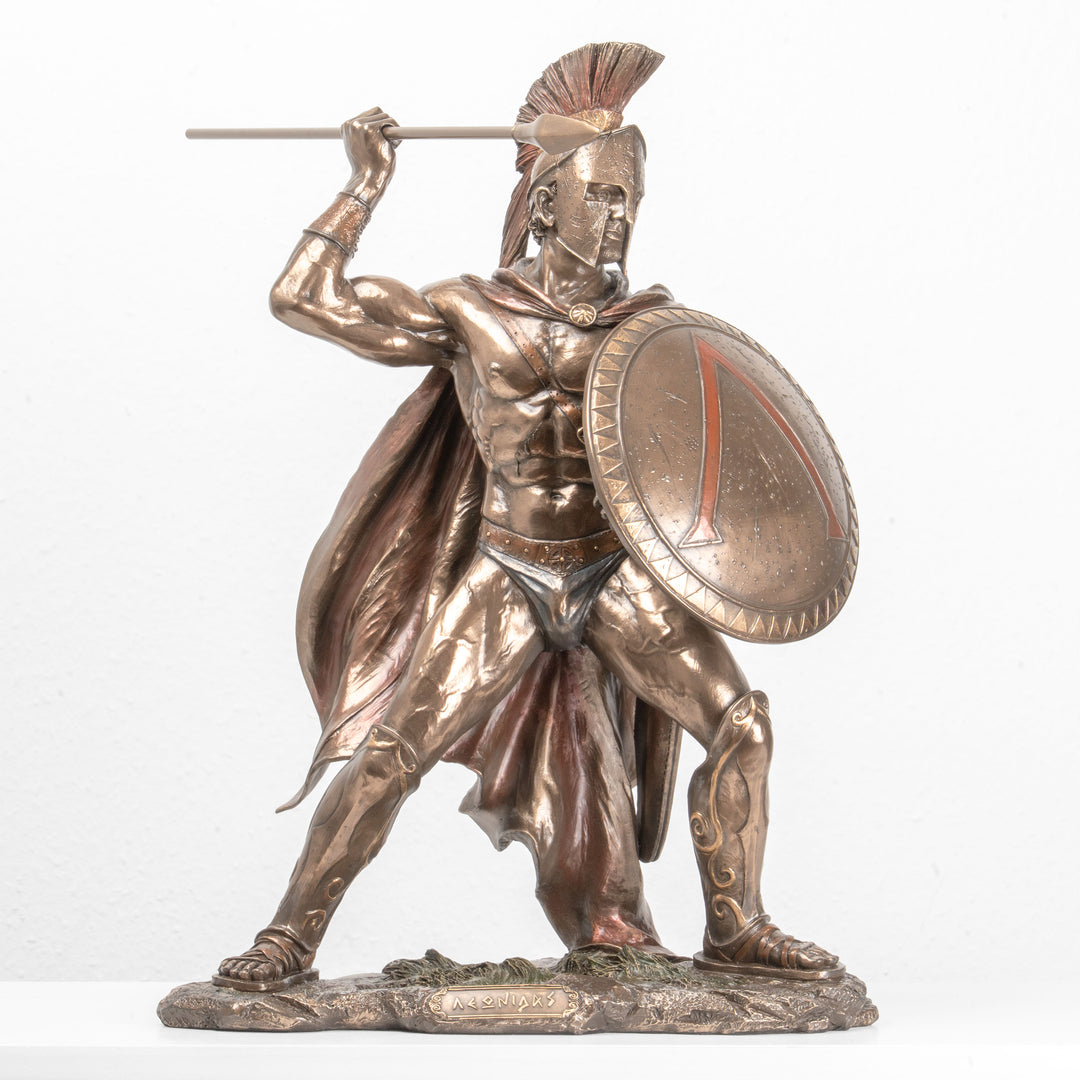 Leonidász Görög Harcos Bronz Szobor – Thermopülai Hős (Nagy – Hidegen Öntött Bronz Szobor)