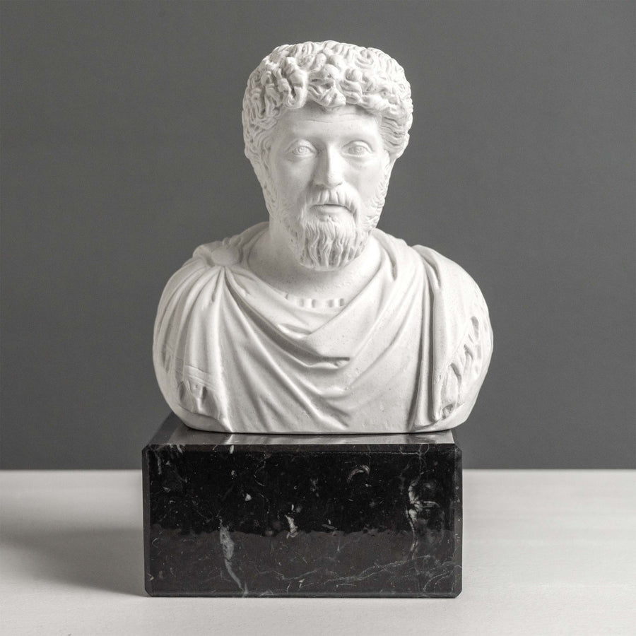 Marcus Aurelius Mellszobor Könyvtámasz - Fekete Márvány Talpazaton