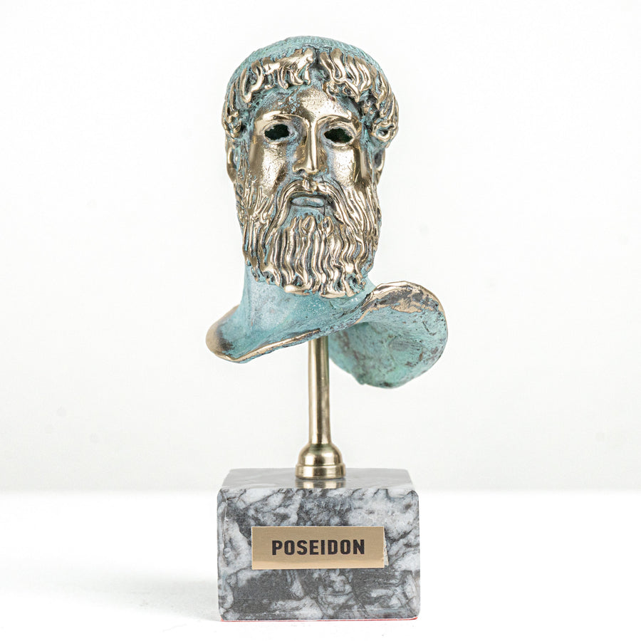 Poszeidón mellszobor (A tenger görög istene, sárgaréz szobor)