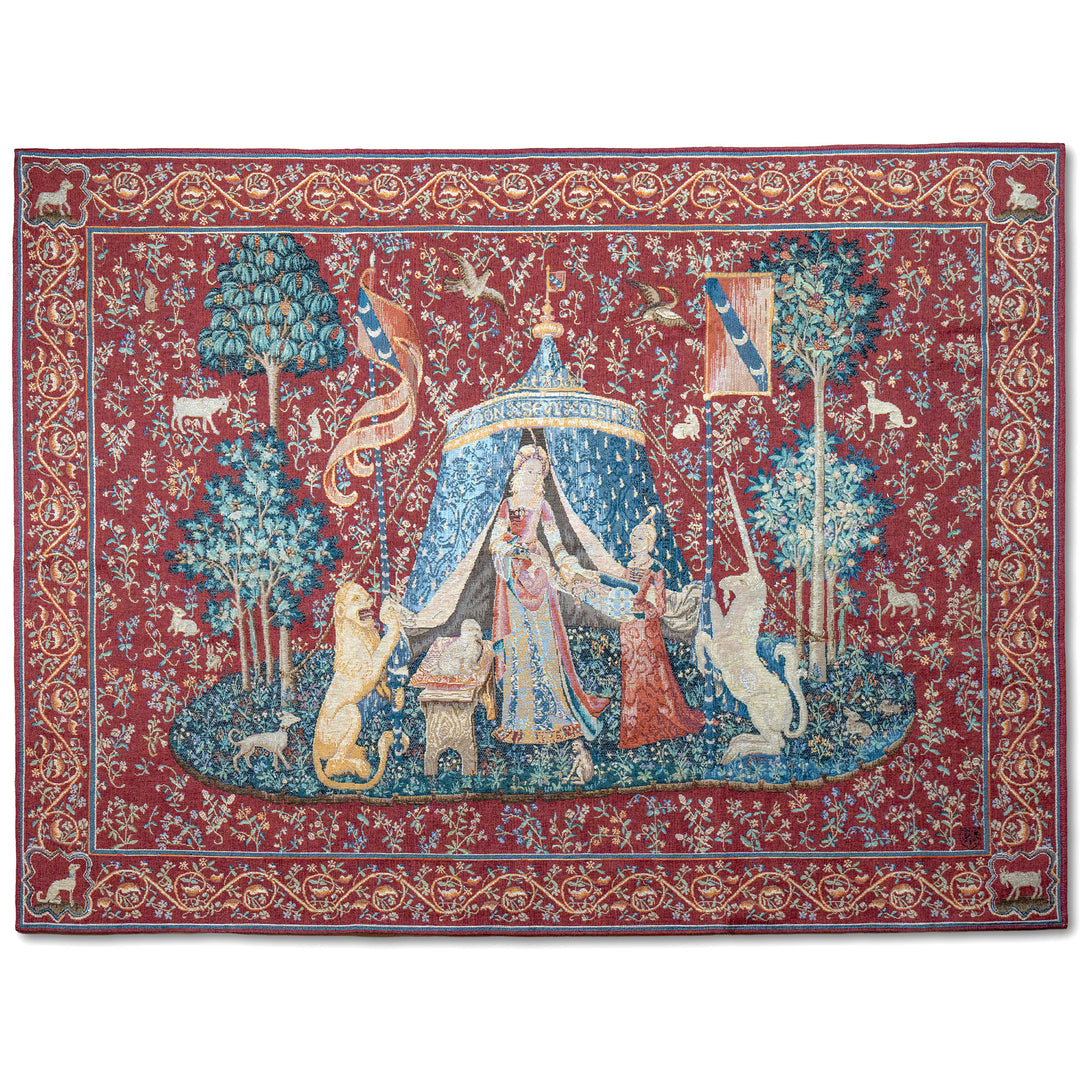 A hölgy és az unikornis gobelin faliszőnyeg (jacquard szövés)