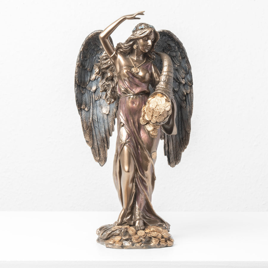 Szárnyas Fortuna szobor bőségszaruval (Hidegen öntött bronz szobor)