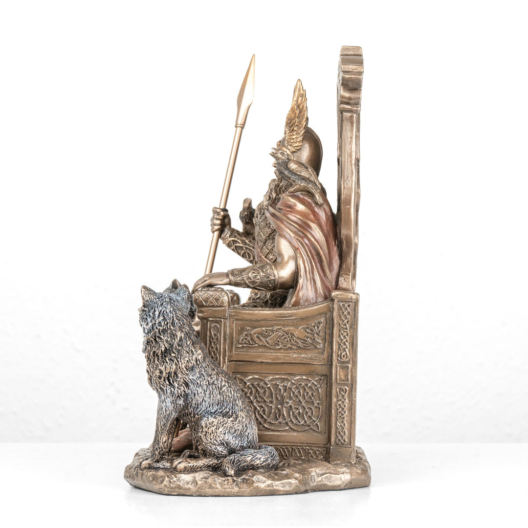 Odin a trónján szobor — Az északi istenek atyja (Hidegen öntött bronz szobor)