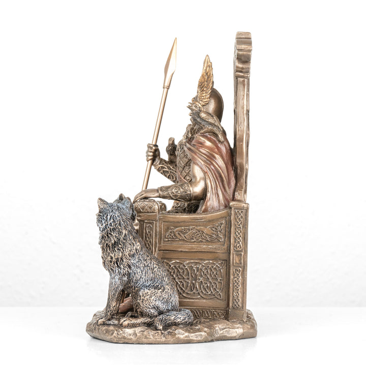Odin a trónján szobor — Az északi istenek atyja (Hidegen öntött bronz szobor)
