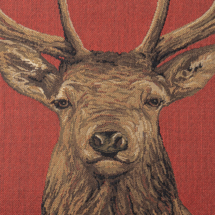 Piros Díszpárna Őz Motívummal (gobelin szövés)