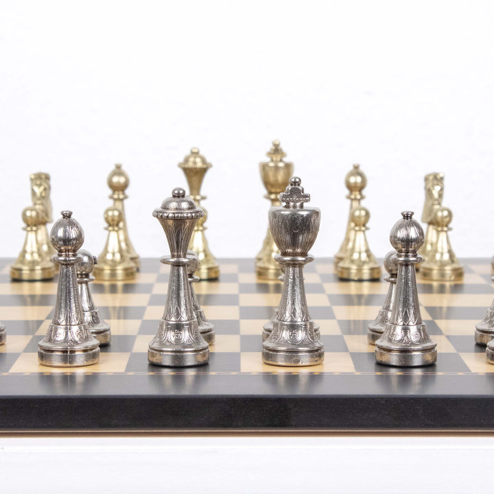 Italfama Staunton fém sakkkészlet prémium Queen’s Gambit fa sakktáblával