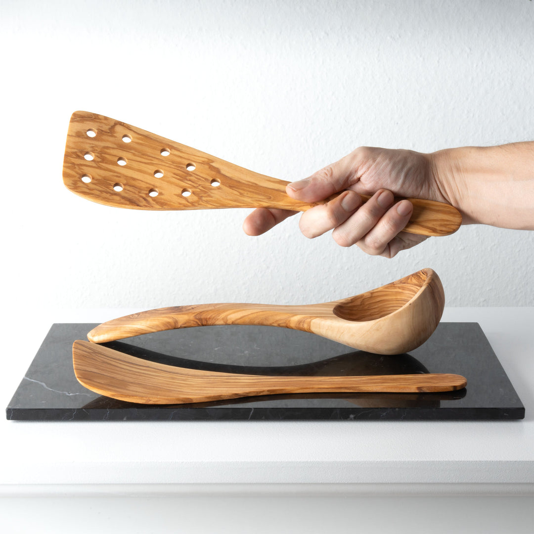 Kézműves olajfa konyhai eszközkészlet (3 db-os)