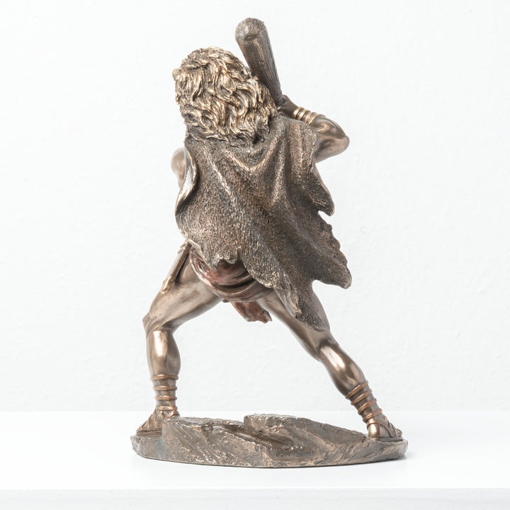 Herkules szobra a nemeai oroszlán bőrével és bunkósbotjával (Hidegen öntött bronz szobor)