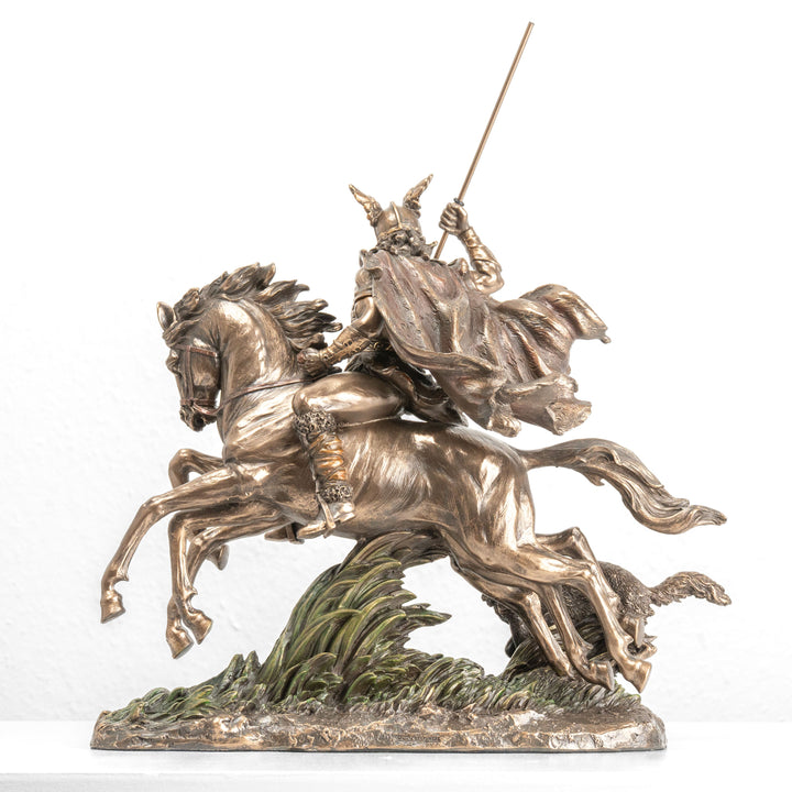 Odin Sleipnir hátán szobor — Az északi istenek atyja (Hidegen öntött bronz szobor)