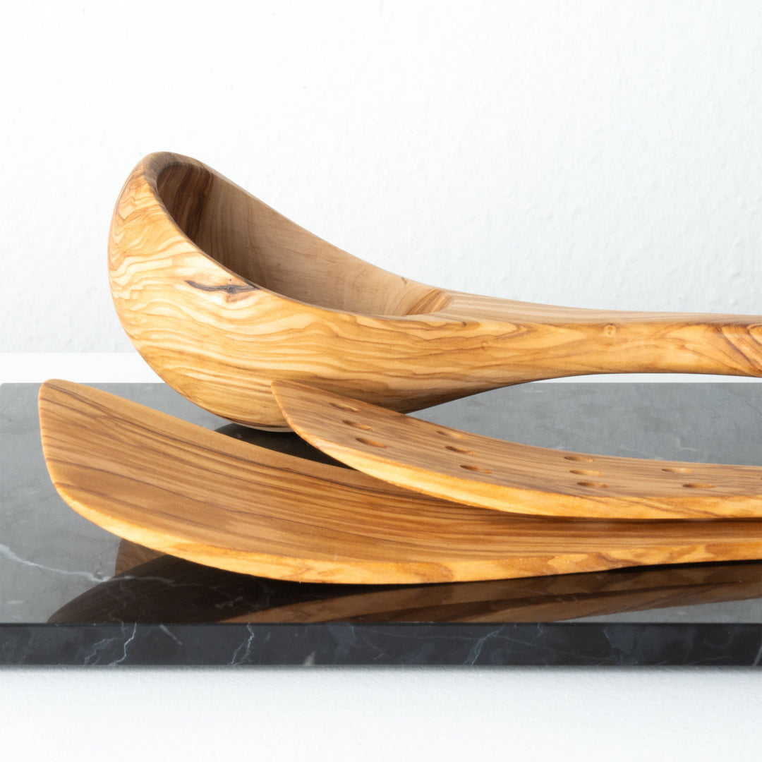 Kézműves olajfa konyhai eszközkészlet (3 db-os)