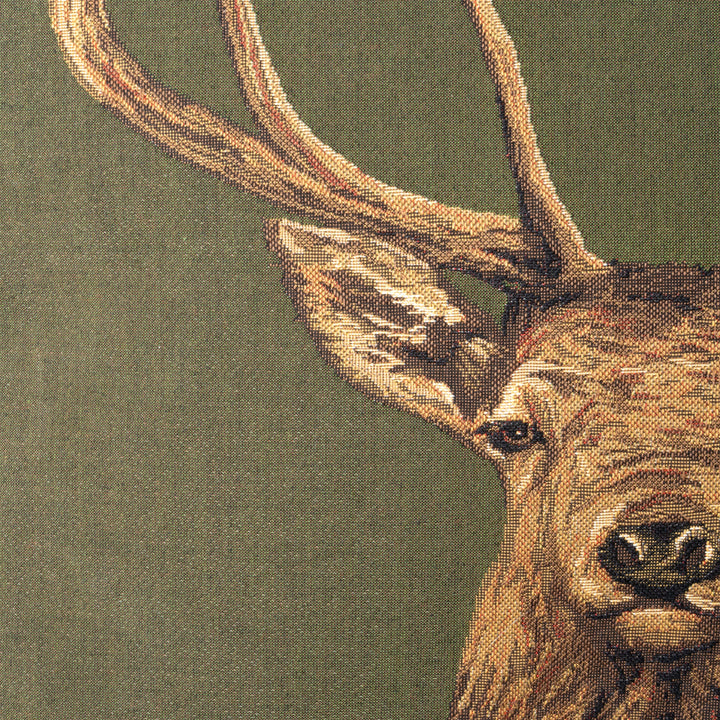 Zöld Díszpárna Őz Motívummal (gobelin szövés)