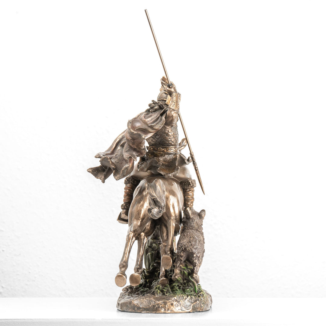 Odin Sleipnir hátán szobor — Az északi istenek atyja (Hidegen öntött bronz szobor)