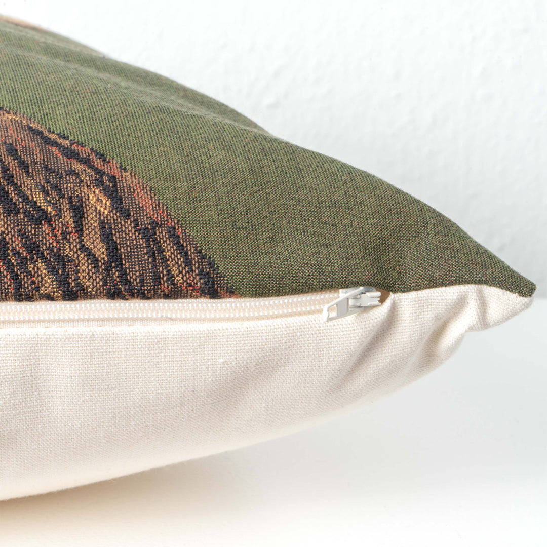 Zöld Díszpárna Őz Motívummal (gobelin szövés)