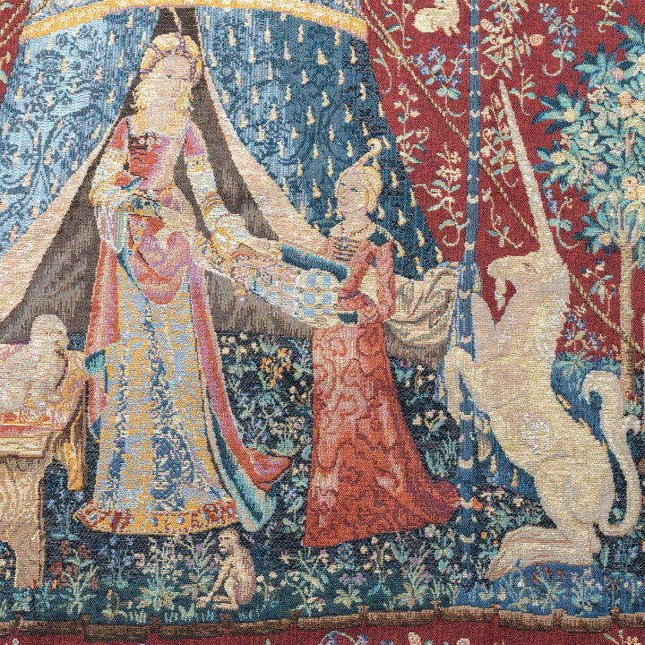 A hölgy és az unikornis gobelin faliszőnyeg (jacquard szövés)