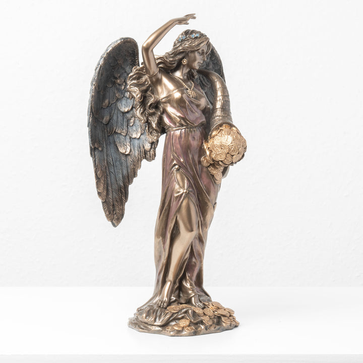 Szárnyas Fortuna szobor bőségszaruval (Hidegen öntött bronz szobor)
