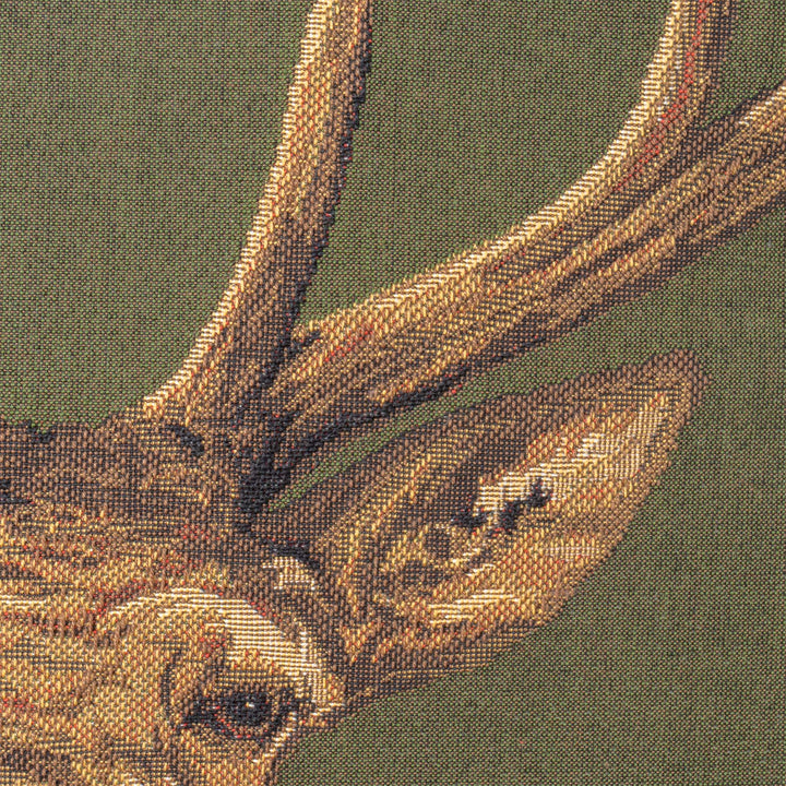 Zöld Díszpárna Őz Motívummal (gobelin szövés)