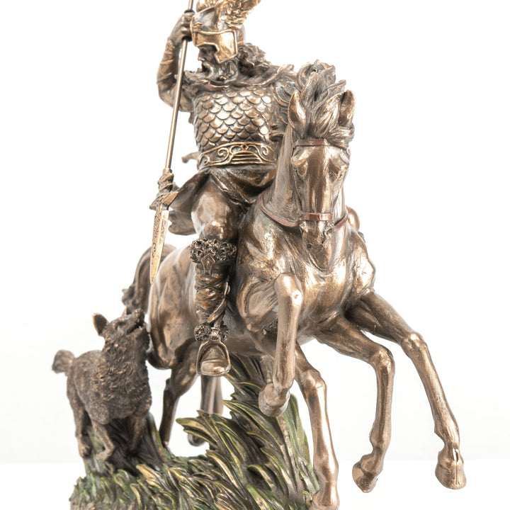 Odin Sleipnir hátán szobor — Az északi istenek atyja (Hidegen öntött bronz szobor)