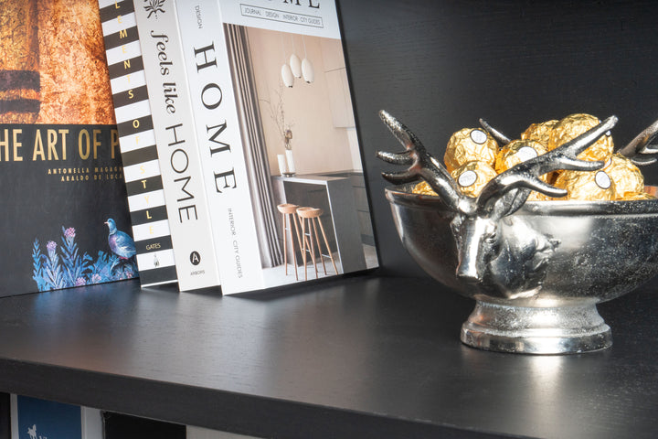 Ezüst Dekoratív Tál Szarvasfejes Fogantyúkkal (Kicsi)