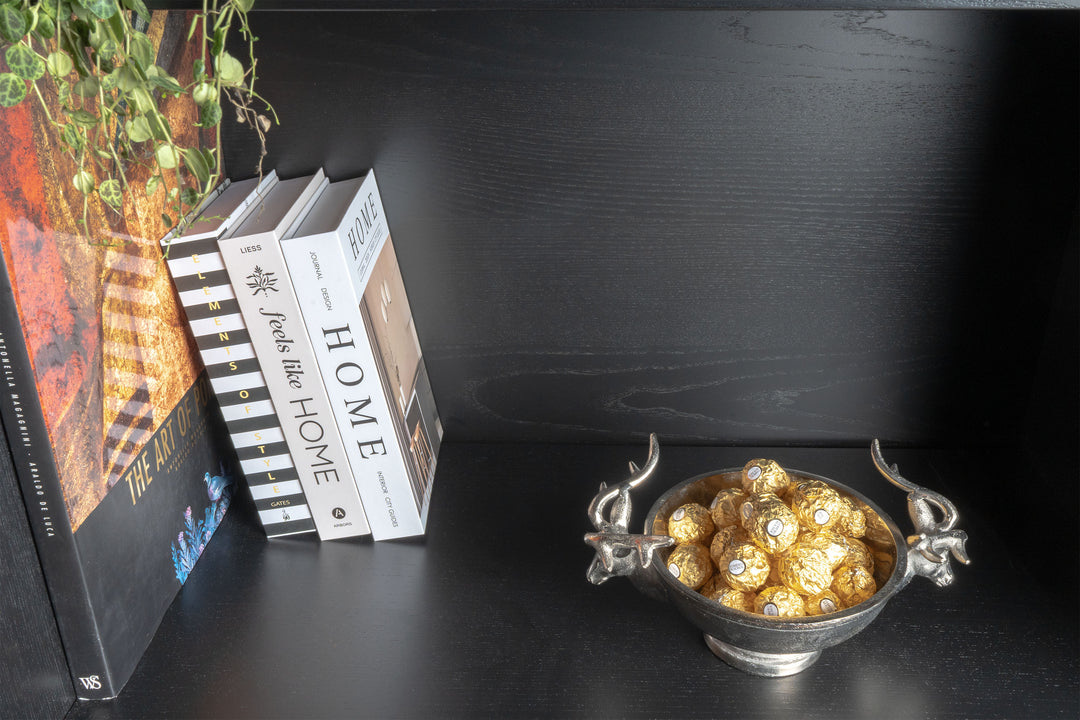 Ezüst Dekoratív Tál Szarvasfejes Fogantyúkkal (Kicsi)