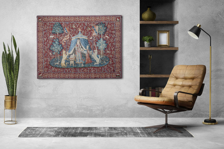 A hölgy és az unikornis gobelin faliszőnyeg (jacquard szövés)