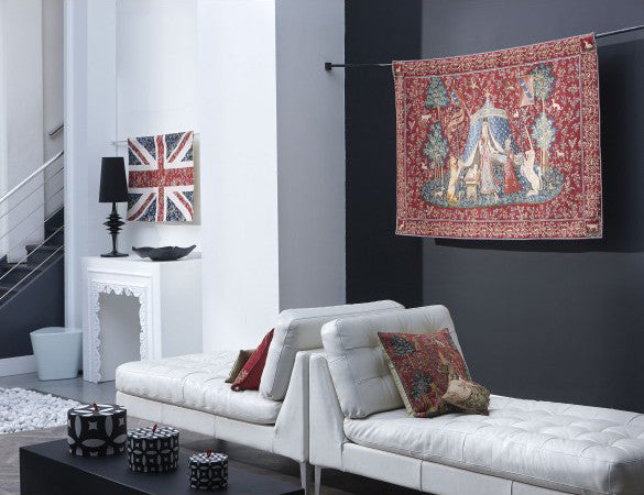 A hölgy és az unikornis gobelin faliszőnyeg (jacquard szövés)