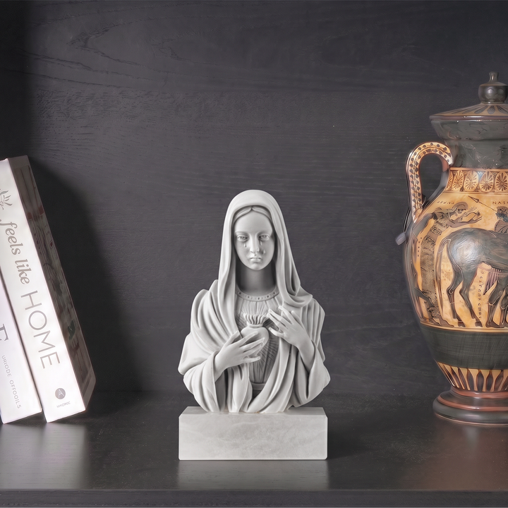 Mária Szeplőtelen Szíve mellszobor (Madonna delle Lacrime dombormű)
