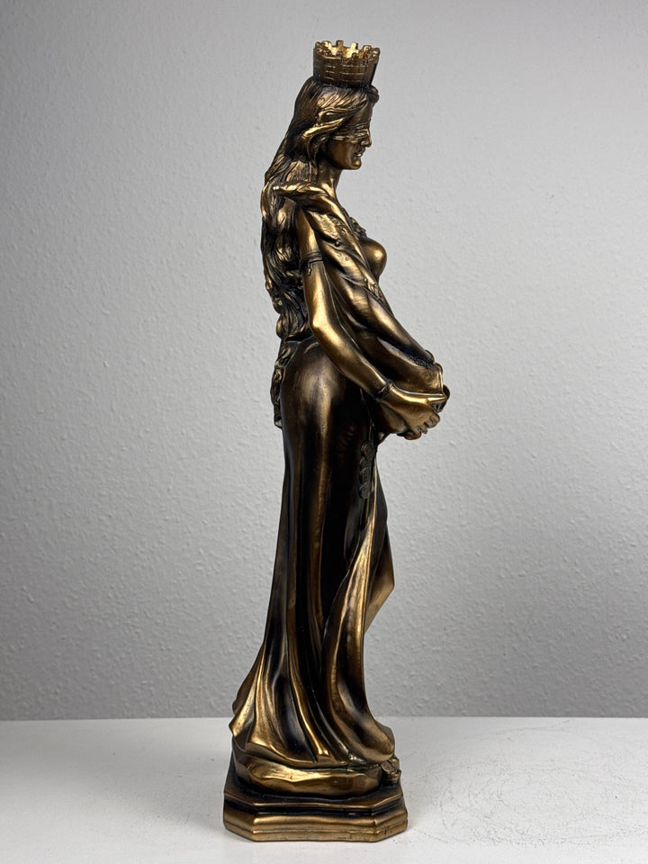Fortuna Istennő Szobor – Görög Szerencseistennő (Nagy, antikolt bronz hatású)