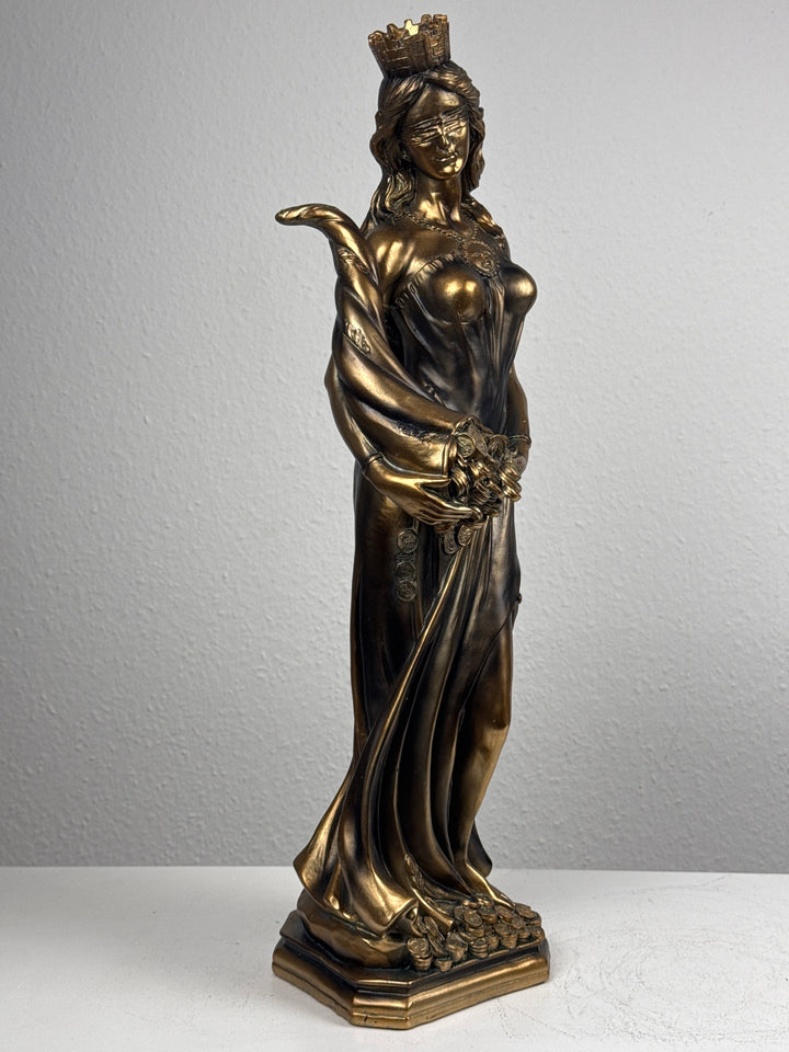 Fortuna Istennő Szobor – Görög Szerencseistennő (Nagy, antikolt bronz hatású)