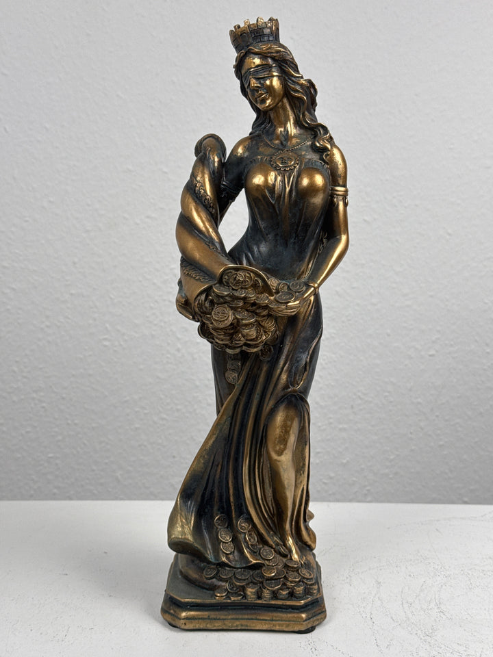 Fortuna Istennő Szobor – Görög Szerencseistennő (Antikolt bronz hatású)
