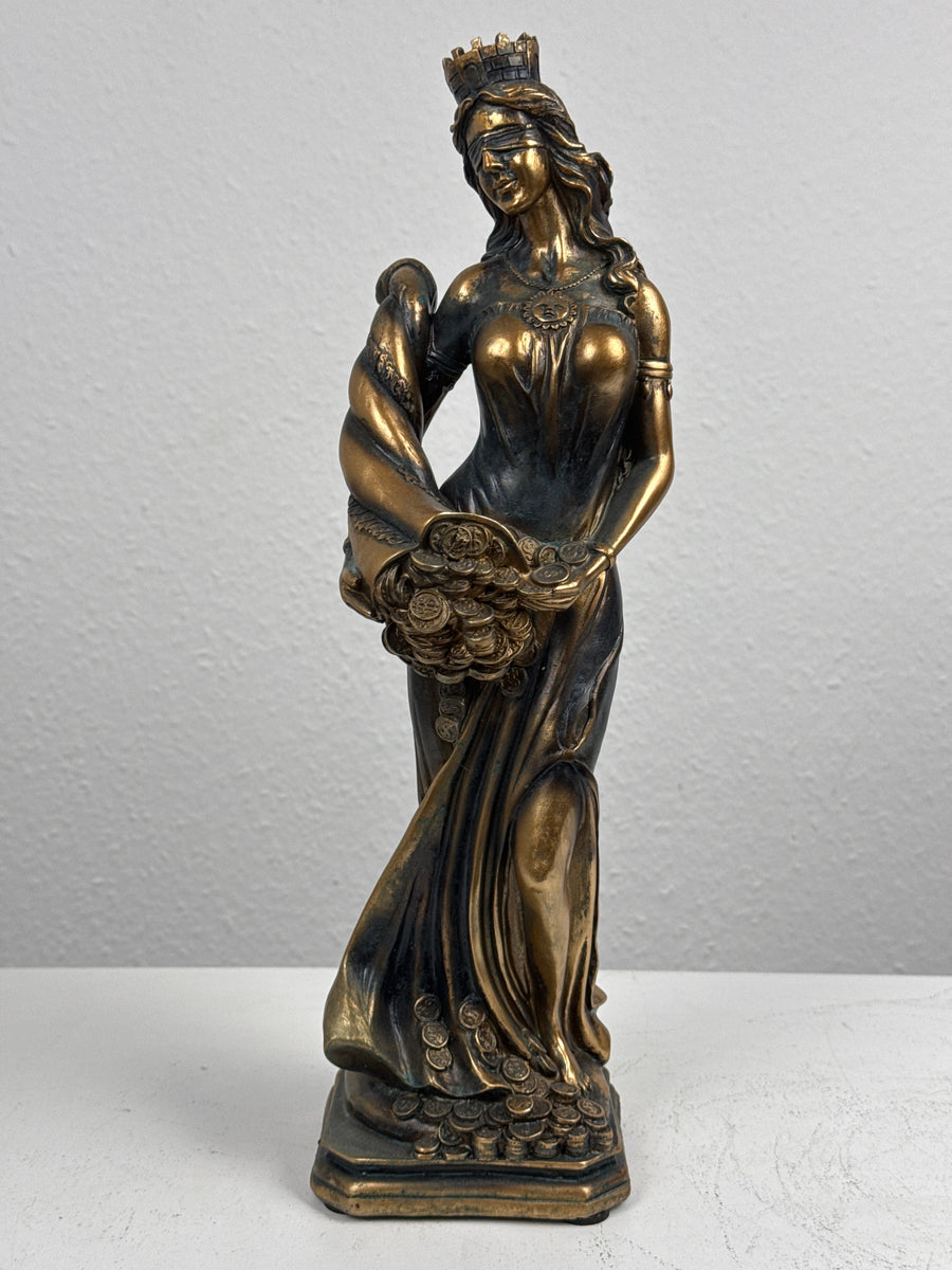 Fortuna Istennő Szobor – Görög Szerencseistennő (Antikolt bronz hatású)