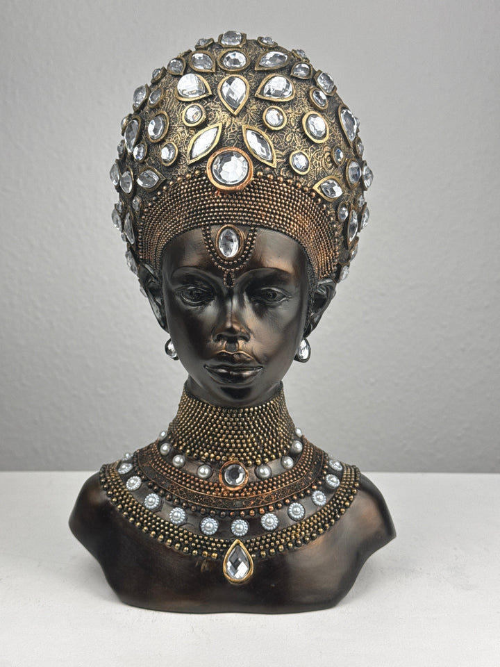 Fenséges Afrikai Királynő Mellszobor (Bronz Hatású)