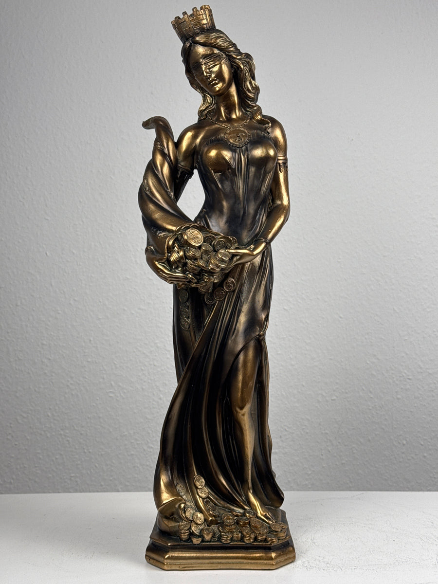 Fortuna Istennő Szobor – Görög Szerencseistennő (Nagy, antikolt bronz hatású)