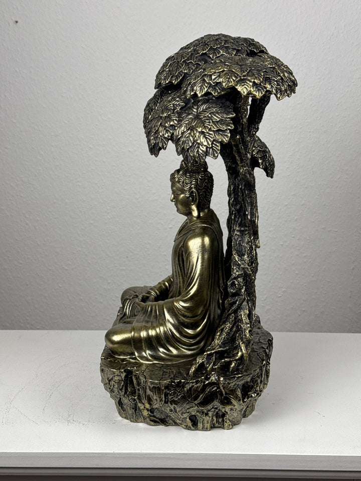 Buddha Szobor a Bodhi-Fa Alatt (Bronz Hatású)