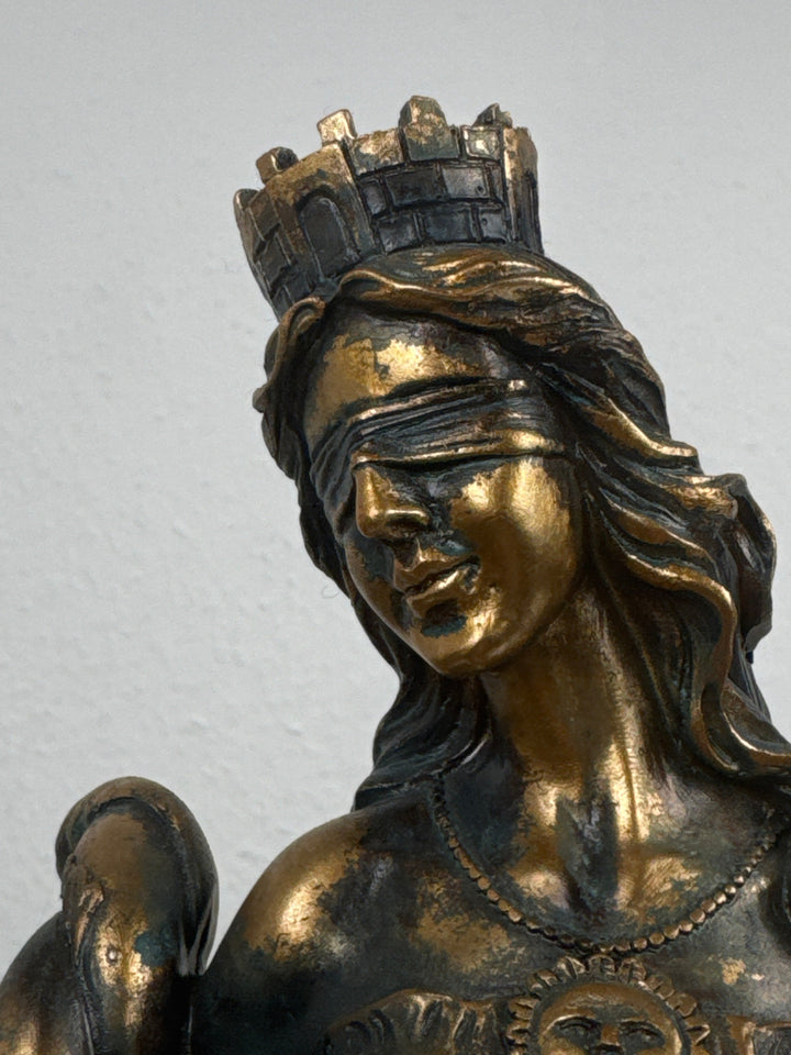 Fortuna Istennő Szobor – Görög Szerencseistennő (Antikolt bronz hatású)