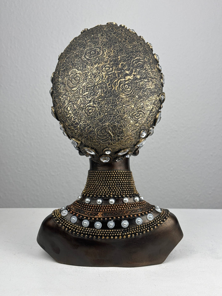 Fenséges Afrikai Királynő Mellszobor (Bronz Hatású)