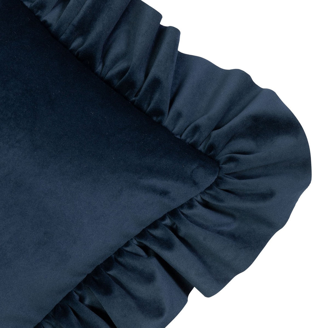 Tengerészkék Bársony Díszpárna Elegáns Fodrokkal