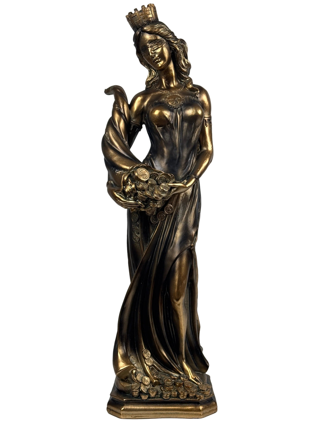 Fortuna Istennő Szobor – Görög Szerencseistennő (Nagy, antikolt bronz hatású)