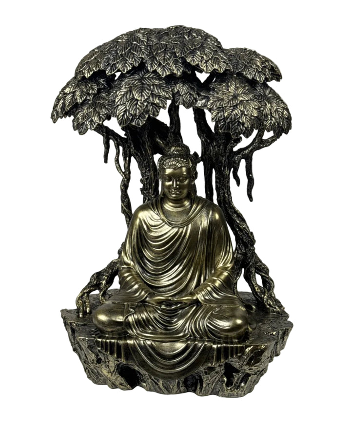 Buddha Szobor a Bodhi-Fa Alatt (Bronz Hatású)
